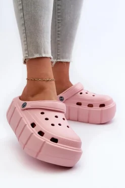 Boto Piankowe Klapki Damskie Na Platformie Różowe Itubia