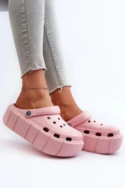 Boto Piankowe Klapki Damskie Na Platformie Różowe Itubia