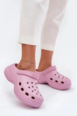 Discount Big Star Shoes Piankowe Klapki Damskie Na Masywnej Podeszwie Big Star RR274A120 Różowe Różowy