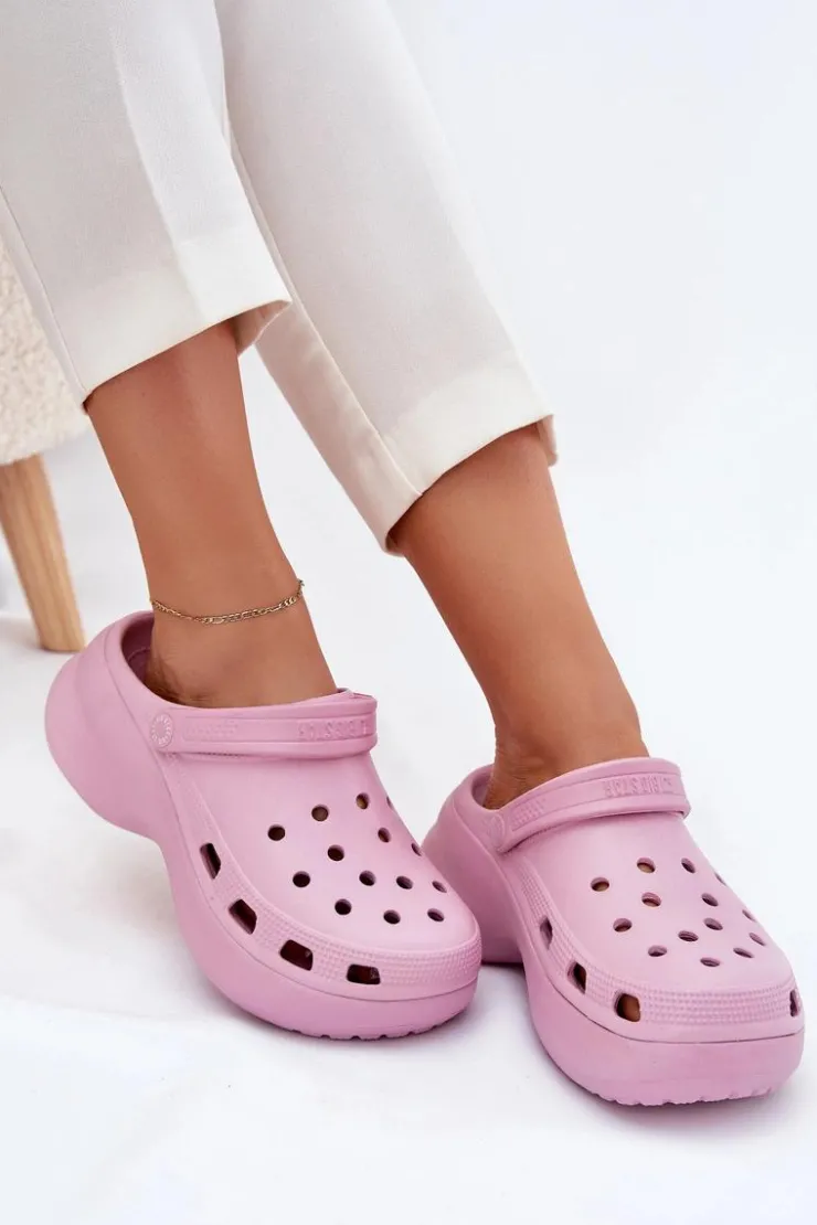 Discount Big Star Shoes Piankowe Klapki Damskie Na Masywnej Podeszwie Big Star RR274A120 Różowe Różowy