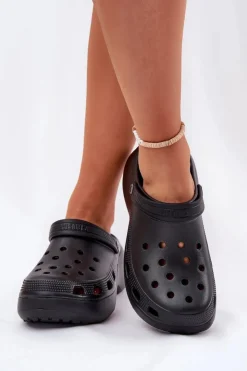 Damskie Big Star Shoes Piankowe Klapki Damskie Na Masywnej Podeszwie Big Star RR274A118 Czarne