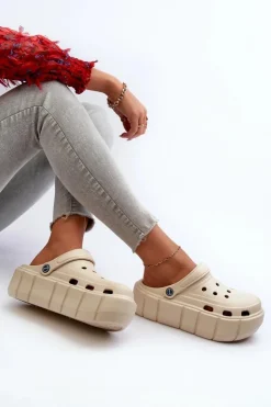 Damskie Boto Piankowe Klapki Damskie Na Platformie Beżowe Itubia