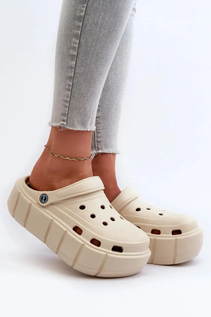 Damskie Boto Piankowe Klapki Damskie Na Platformie Beżowe Itubia