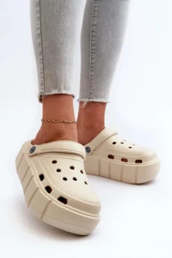 Damskie Boto Piankowe Klapki Damskie Na Platformie Beżowe Itubia