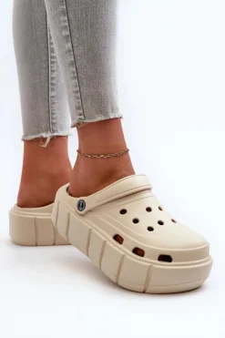 Damskie Boto Piankowe Klapki Damskie Na Platformie Beżowe Itubia