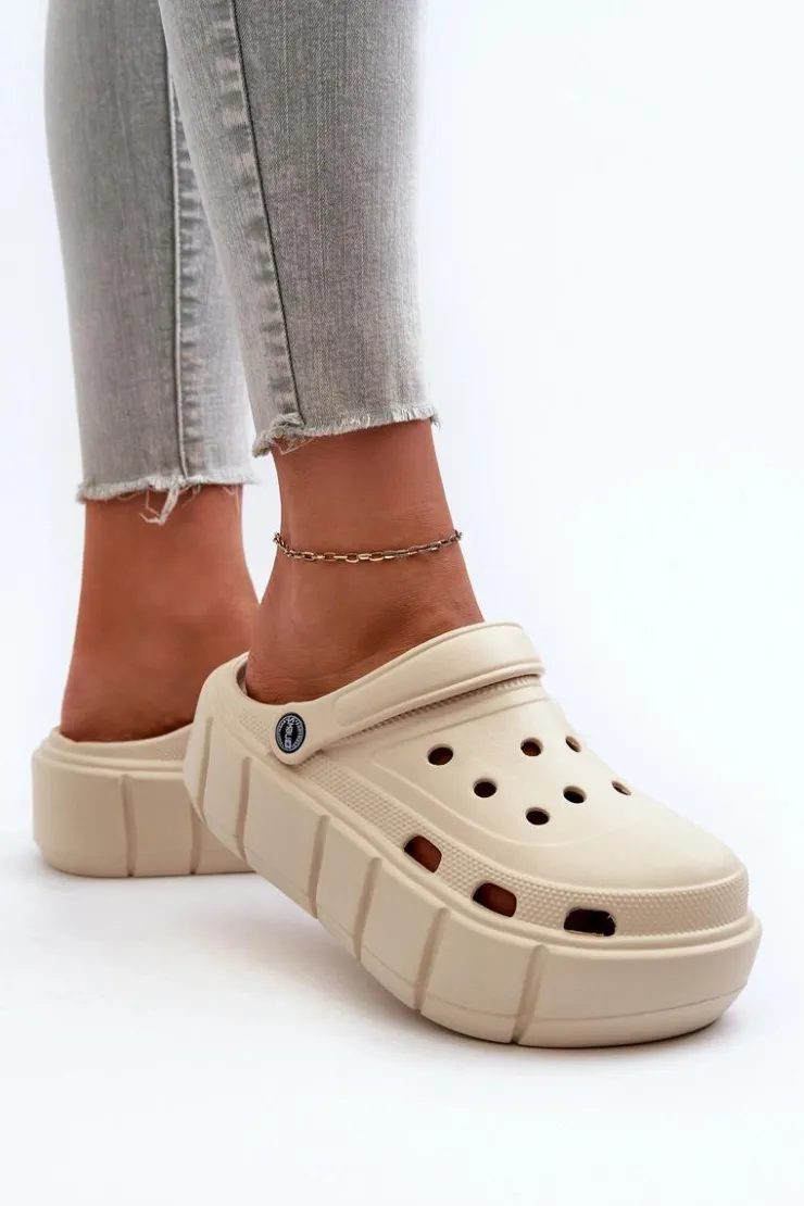 Damskie Boto Piankowe Klapki Damskie Na Platformie Beżowe Itubia