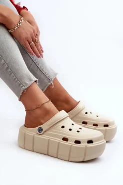 Damskie Boto Piankowe Klapki Damskie Na Platformie Beżowe Itubia