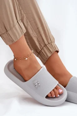 Buty damskie Vinceza Klapki Basenowe|Klapki Na Platformie*Piankowe Klapki Damskie Na Platformie Z Misiem Vinceza 75210 Szare Szary