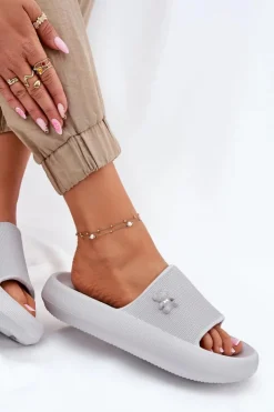 Buty damskie Vinceza Klapki Basenowe|Klapki Na Platformie*Piankowe Klapki Damskie Na Platformie Z Misiem Vinceza 75210 Szare Szary