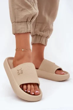 Damskie Buty damskie Vinceza Piankowe Klapki Damskie Na Platformie Z Misiem Vinceza 75210 Beżowe