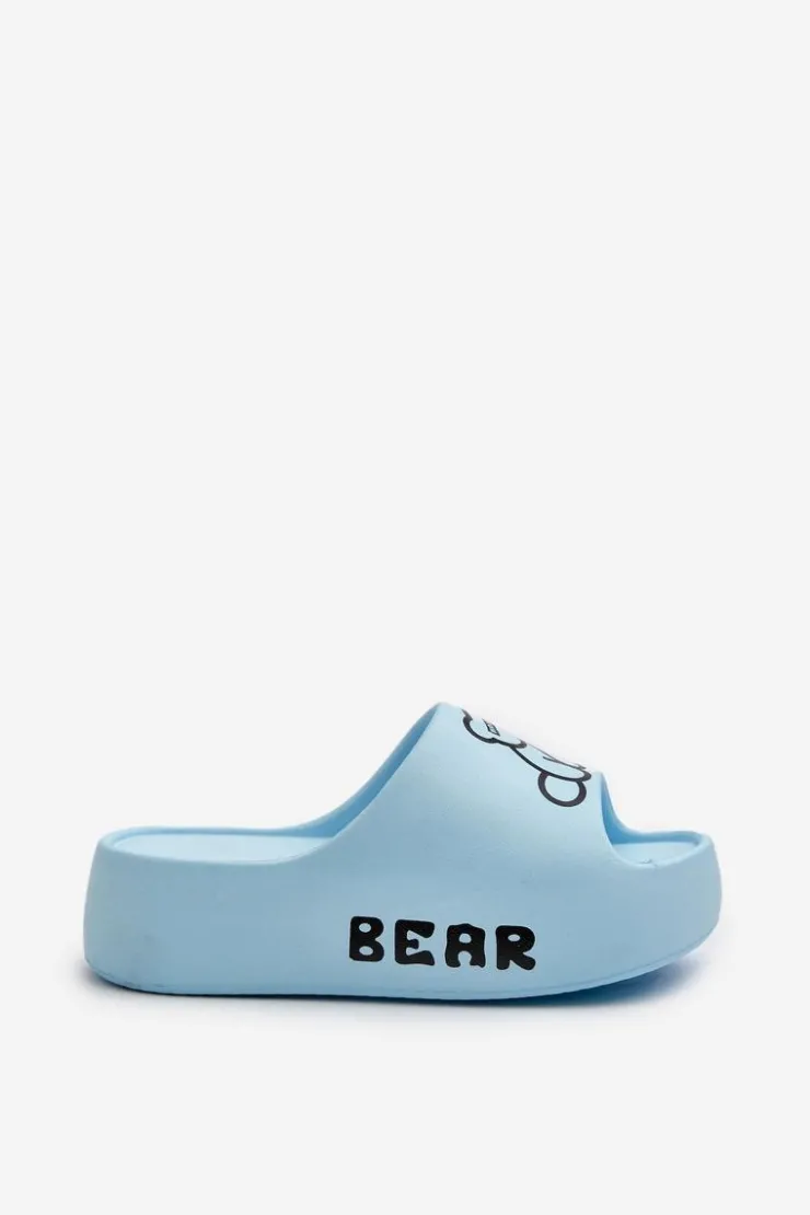 Damskie Boto Piankowe Klapki Damskie Na Masywnej Podeszwie Z Misiem Niebieskie Lamira