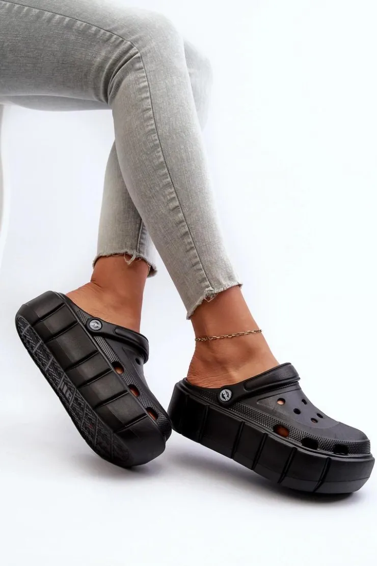 Boto Klapki Basenowe|Klapki Na Platformie*Piankowe Klapki Damskie Na Platformie Czarne Itubia Czarny