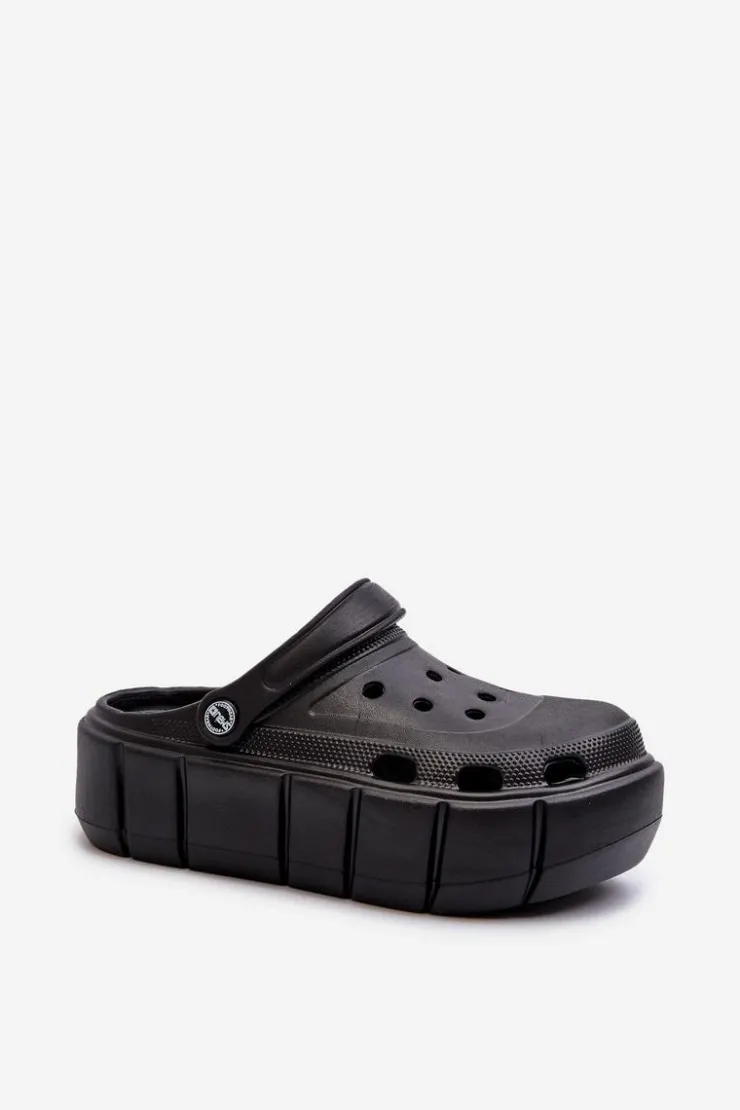 Boto Klapki Basenowe|Klapki Na Platformie*Piankowe Klapki Damskie Na Platformie Czarne Itubia Czarny