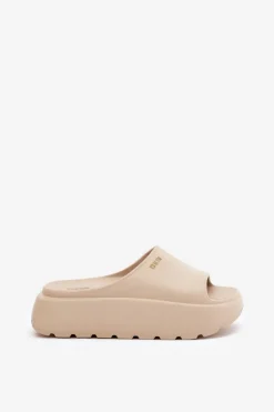 Damskie Big Star Shoes Piankowe Klapki Damskie Na Platformie Big Star RR274A569 Beżowe