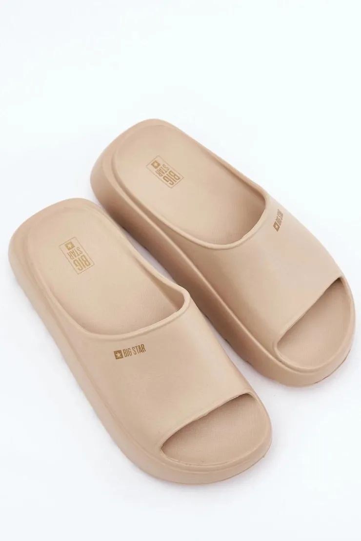 Damskie Big Star Shoes Piankowe Klapki Damskie Na Platformie Big Star RR274A569 Beżowe