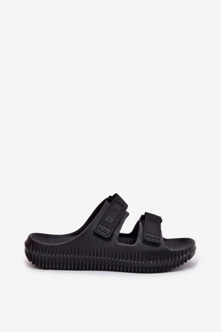 Big Star Shoes Klapki Damskie Big Star|Klapki Basenowe*Piankowe Klapki Damskie Z Rzepami Big Star RR274A527 Czarne