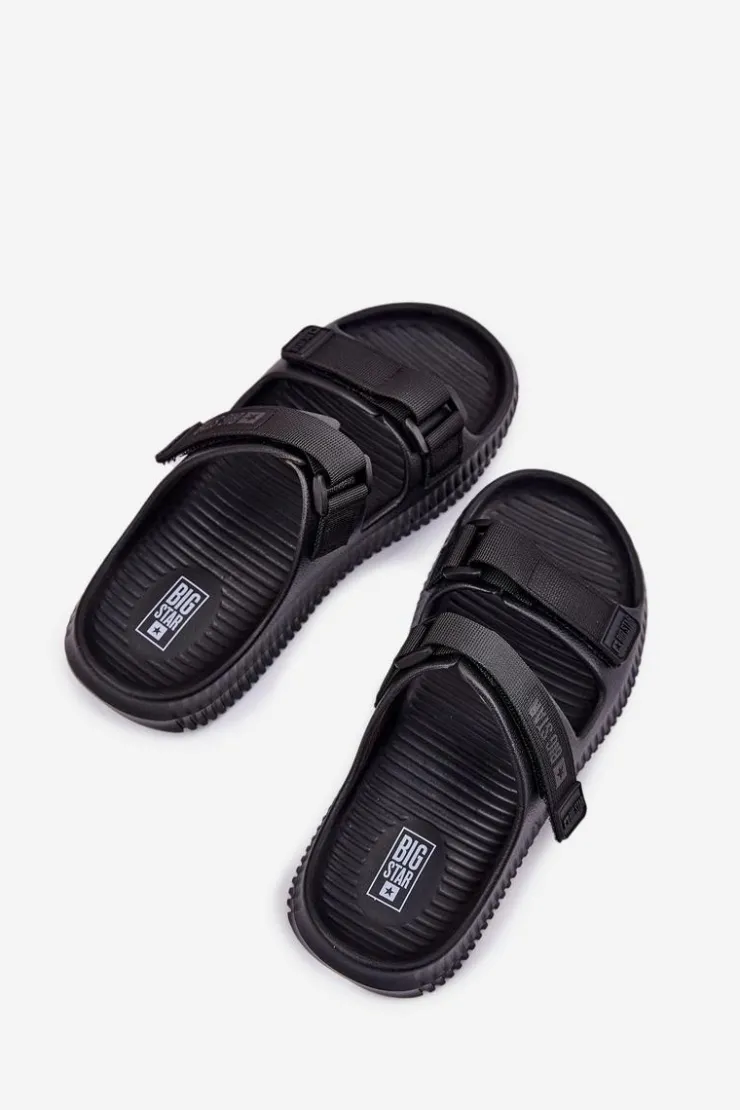 Big Star Shoes Klapki Damskie Big Star|Klapki Basenowe*Piankowe Klapki Damskie Z Rzepami Big Star RR274A527 Czarne