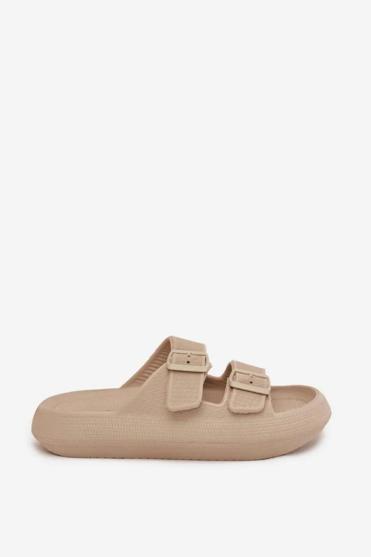 New Buty damskie Vinceza Piankowe Klapki Damskie Z Klamrami Vinceza 76056 Beżowe