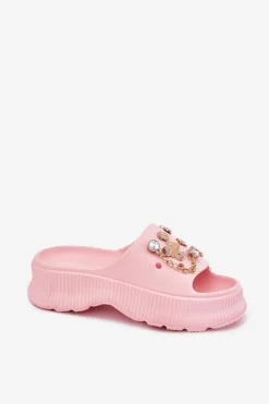 Boto Klapki Basenowe|Klapki Na Platformie*Piankowe Klapki Damskie Ze Złotymi Przypinkami Różowe Hortiana Różowy