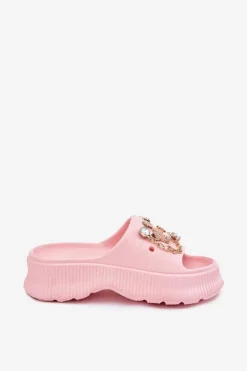 Boto Klapki Basenowe|Klapki Na Platformie*Piankowe Klapki Damskie Ze Złotymi Przypinkami Różowe Hortiana Różowy