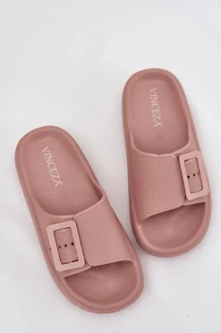 Buty damskie Vinceza Klapki Basenowe|Klapki Na Platformie*Piankowe Klapki Damskie Z Klamrą Vinceza 75207 Brudny Róż