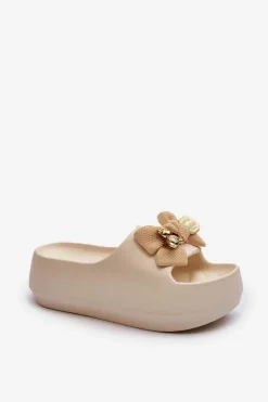 Boto Klapki Na Platformie|Klapki Damskie Klasyczne*Piankowe Klapki Damskie Z Kokardą Beżowe Salessa