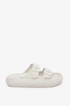 Buty damskie Vinceza Klapki Basenowe|Klapki Na Platformie*Piankowe Klapki Damskie Z Klamrami Vinceza 76056 Białe Biały