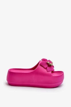 Damskie Boto Piankowe Klapki Damskie Z Kokardą Fuksja Salessa