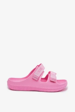 New Big Star Shoes Piankowe Klapki Damskie Z Rzepami Big Star RR274A528 Różowe Różowy