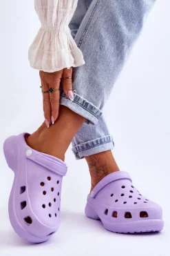 Hot Boto Piankowe Klapki Kroksy Na Masywnej Podeszwie Fioletowe Katniss