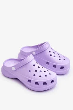 Hot Boto Piankowe Klapki Kroksy Na Masywnej Podeszwie Fioletowe Katniss