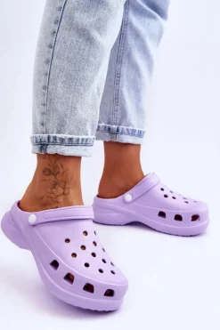 Hot Boto Piankowe Klapki Kroksy Na Masywnej Podeszwie Fioletowe Katniss