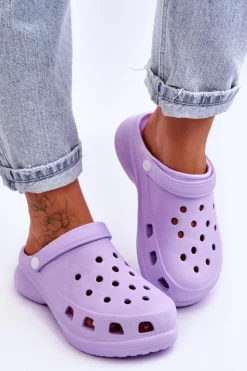 Hot Boto Piankowe Klapki Kroksy Na Masywnej Podeszwie Fioletowe Katniss