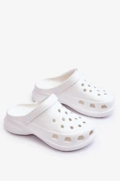 Clearance Boto Piankowe Klapki Kroksy Na Masywnej Podeszwie Białe Katniss