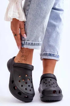 Boto Klapki Basenowe|Klapki Damskie Klasyczne*Piankowe Klapki Kroksy Na Masywnej Podeszwie Czarne Katniss