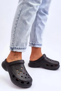 Boto Klapki Basenowe|Klapki Damskie Klasyczne*Piankowe Klapki Kroksy Na Masywnej Podeszwie Czarne Katniss