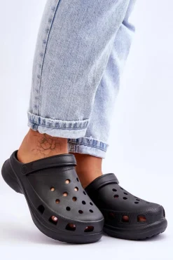 Boto Klapki Basenowe|Klapki Damskie Klasyczne*Piankowe Klapki Kroksy Na Masywnej Podeszwie Czarne Katniss