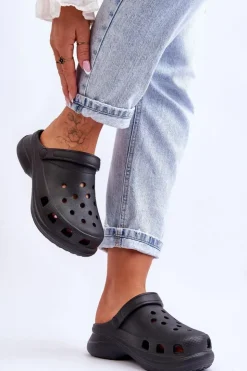 Boto Klapki Basenowe|Klapki Damskie Klasyczne*Piankowe Klapki Kroksy Na Masywnej Podeszwie Czarne Katniss