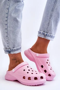 Boto Klapki Basenowe|Klapki Damskie Klasyczne*Piankowe Klapki Kroksy Na Masywnej Podeszwie Różowe Katniss