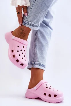 Boto Klapki Basenowe|Klapki Damskie Klasyczne*Piankowe Klapki Kroksy Na Masywnej Podeszwie Różowe Katniss