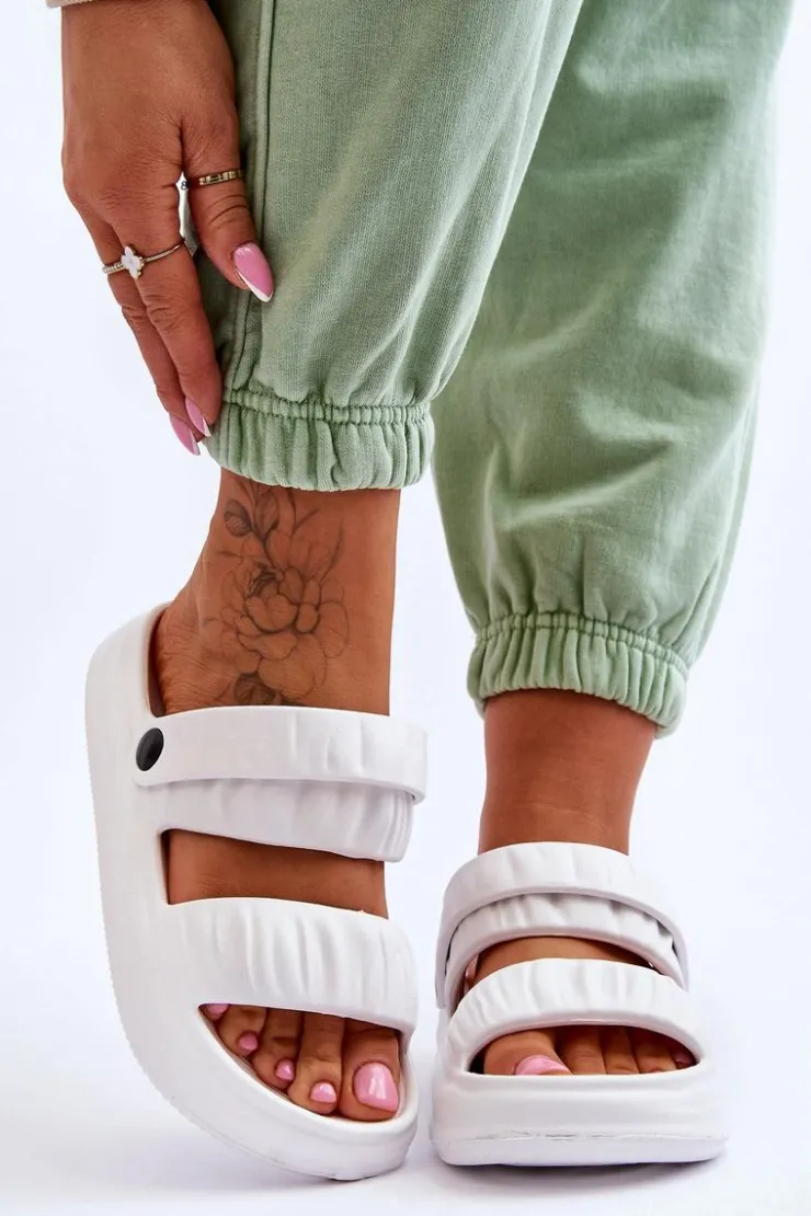 Discount Boto Piankowe Klapki Sandałki Białe Lirell