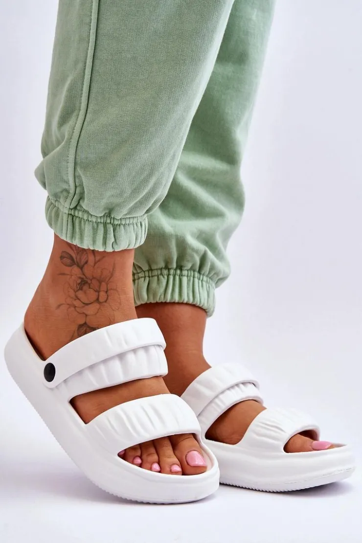 Discount Boto Piankowe Klapki Sandałki Białe Lirell