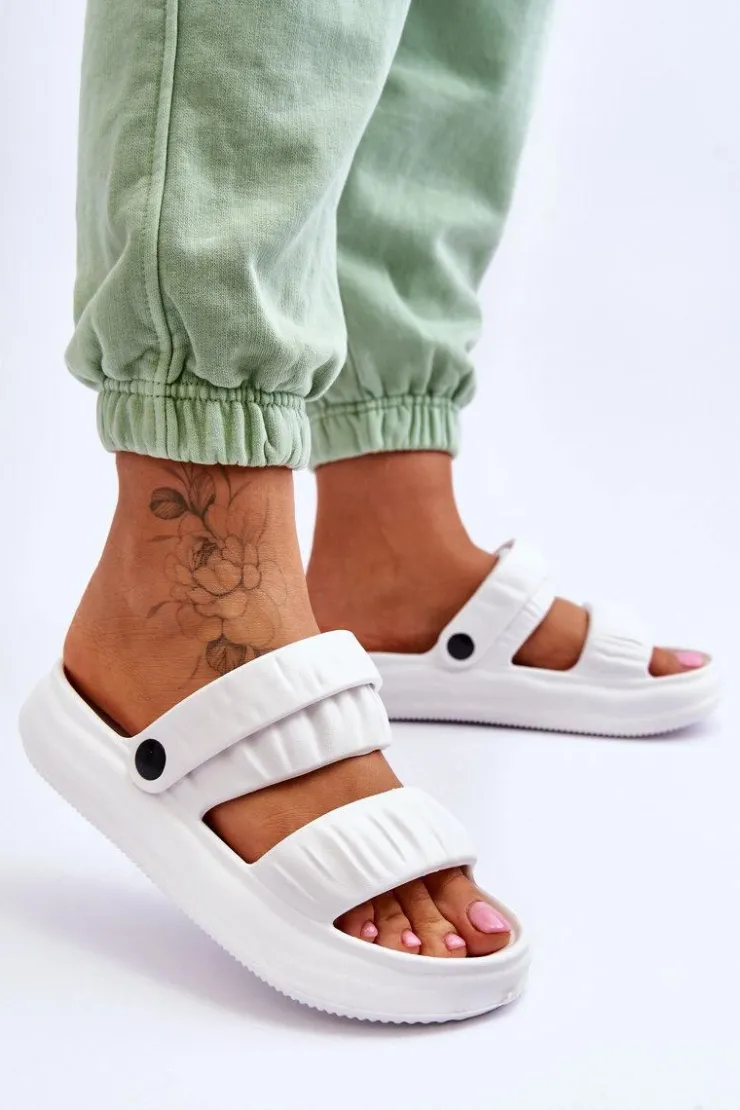 Discount Boto Piankowe Klapki Sandałki Białe Lirell