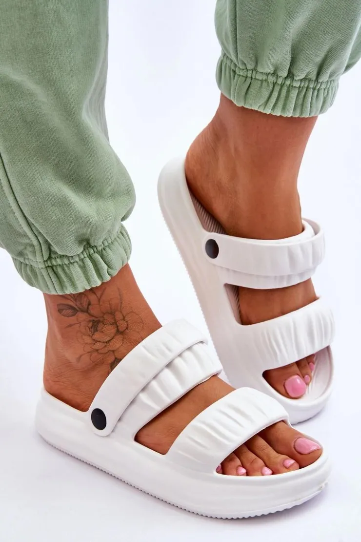 Discount Boto Piankowe Klapki Sandałki Białe Lirell