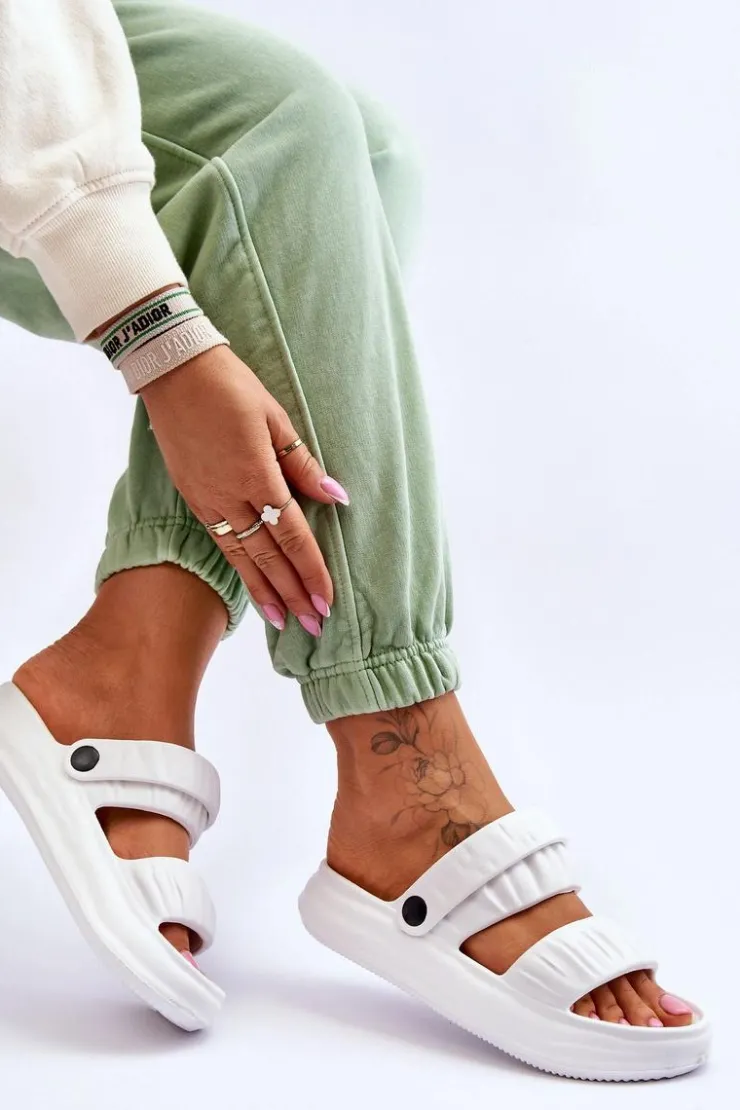 Discount Boto Piankowe Klapki Sandałki Białe Lirell