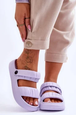 Hot Boto Piankowe Klapki Sandałki Fioletowe Lirell