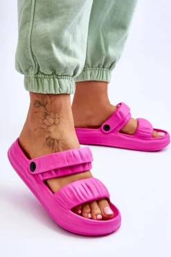 Damskie Boto Piankowe Klapki Sandałki Fuksja Lirell