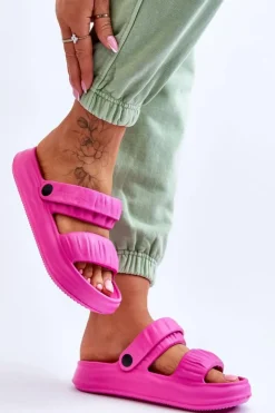 Damskie Boto Piankowe Klapki Sandałki Fuksja Lirell