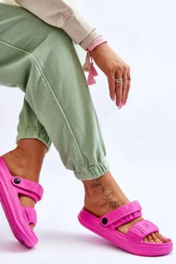 Damskie Boto Piankowe Klapki Sandałki Fuksja Lirell