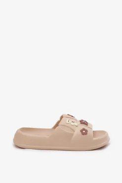 Boto Klapki Basenowe|Klapki Na Platformie*Piankowe Klapki Z Przypinkami Beżowe Redienna Beżowy